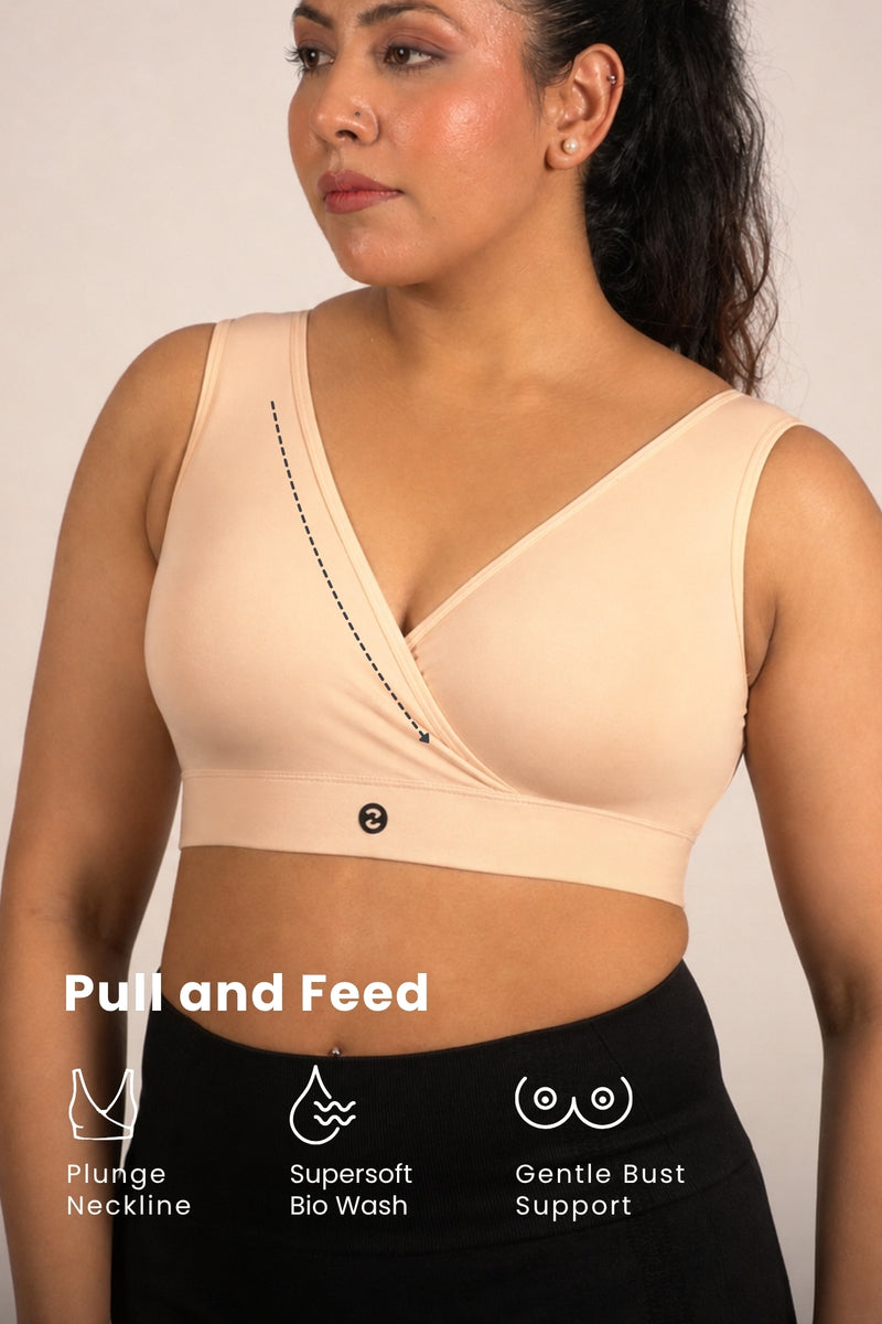 EasyMove non-padded Cotton Yoga Bra - Nude Almond