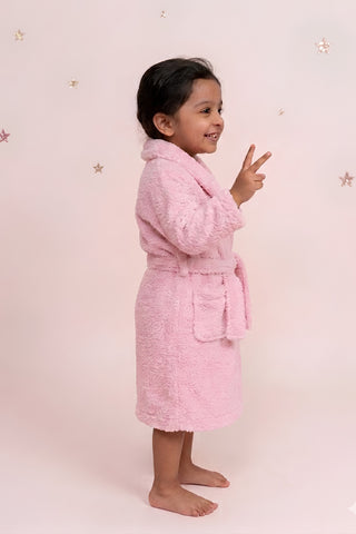 100% Soft Cotton Terry Bathrobe for Kids - Pink