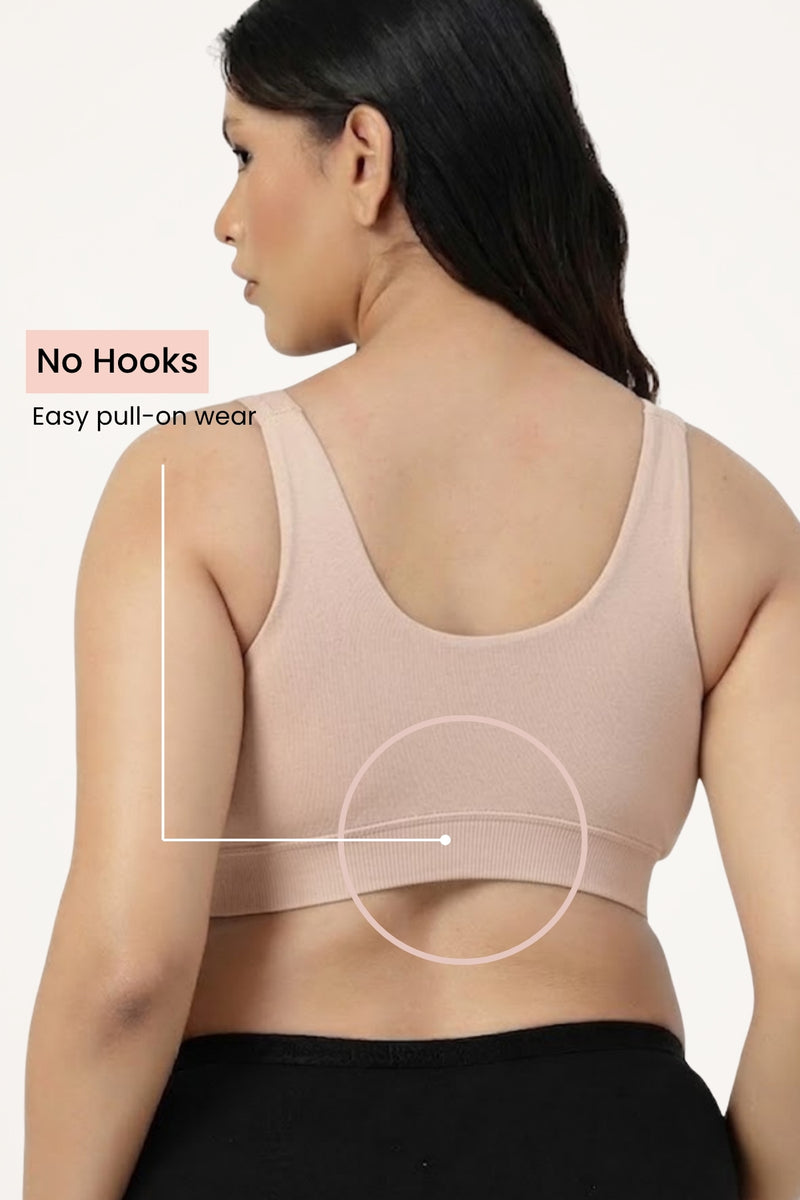 247 (Upgraded) Modal Padded Maternity Feeding Bra - Nude Almond