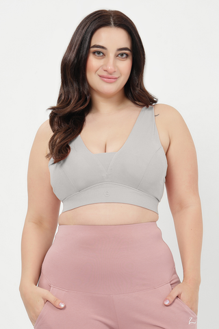 SecureFit Cotton Fixed-Pad Feeding Bra - Grey Melange