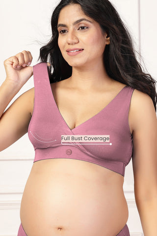 247 (Upgraded) Modal Pack of 3 Padded Maternity Feeding Bra (Navy, Dark Skin, Plumwine)