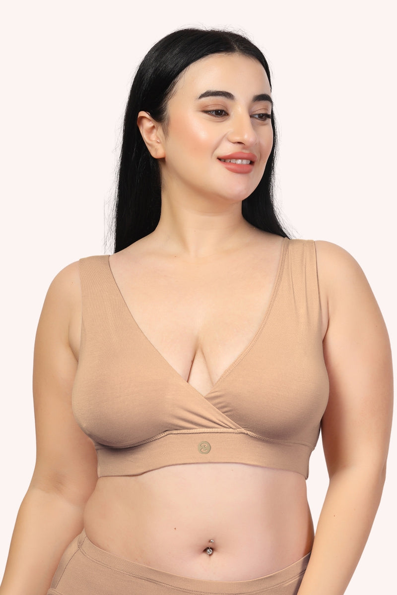 247 (Upgraded) Dark Skin Modal Padded Maternity Feeding Bra