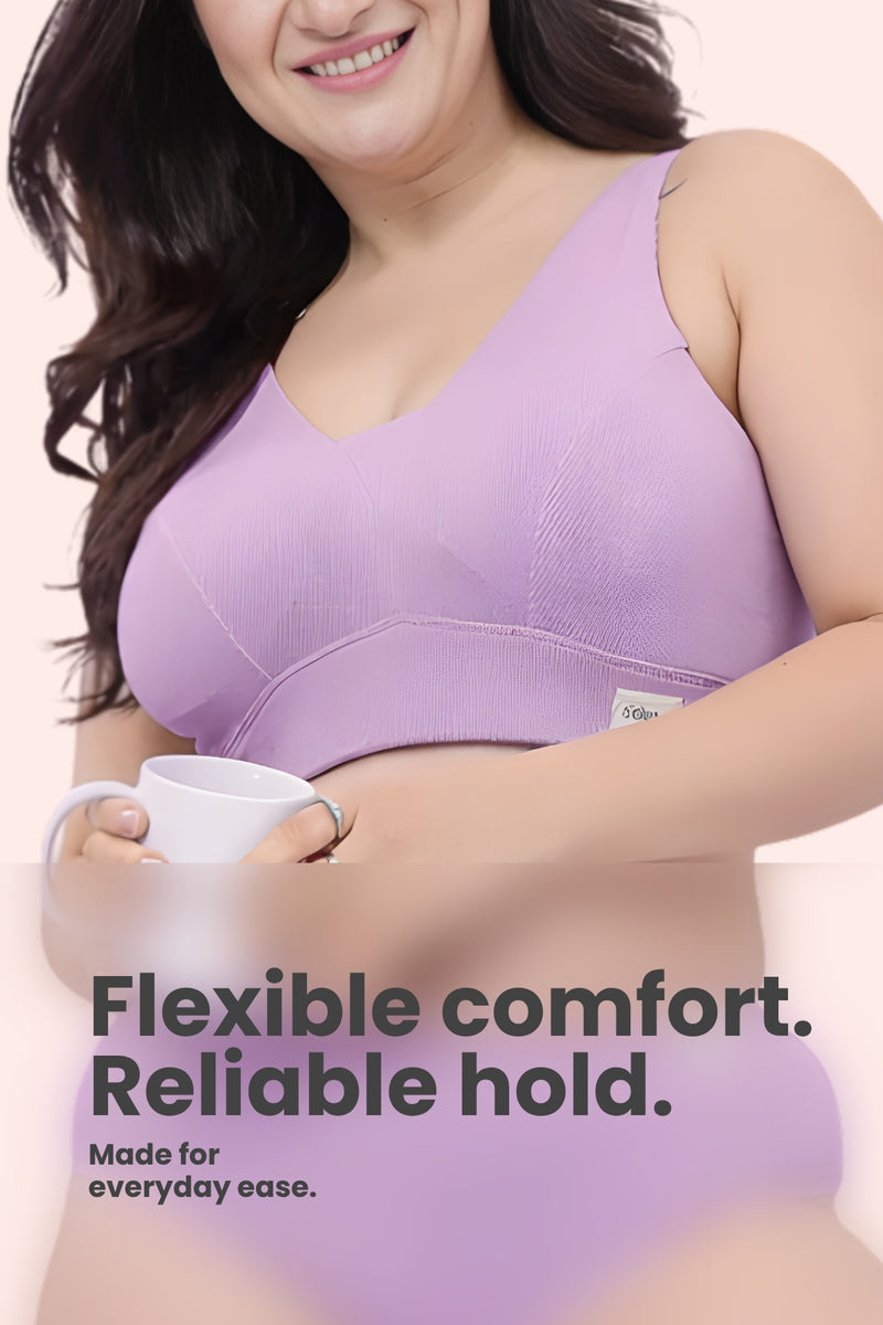 Natural Shape Fine Rib Bra - Lavender