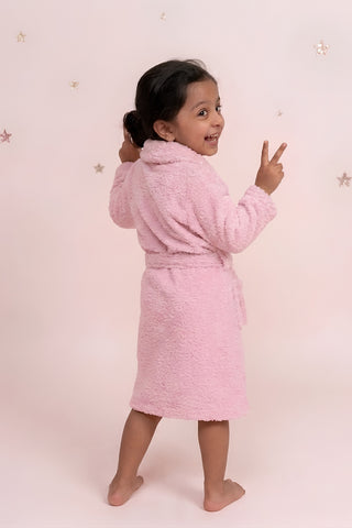 100% Soft Cotton Terry Bathrobe for Kids - Pink