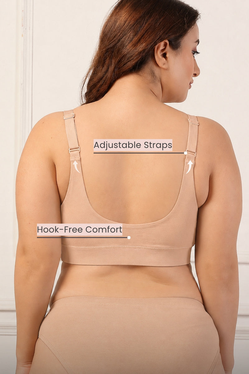 247 Extra Support Cotton Feeding Bra with Adjuster - Nude Almond