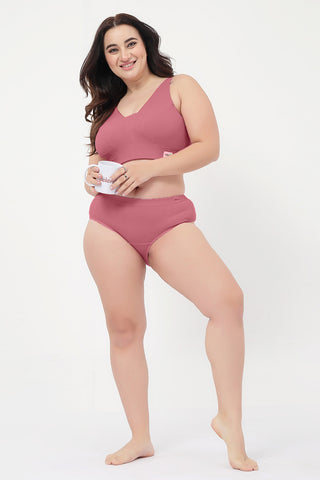Sera Fine Rib Mid Rise Hipster Pack of 4 - (Blush, Pink, Airforce, Black)