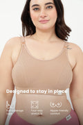 Riva Fine-Rib Cotton Feeding Bra - Skin