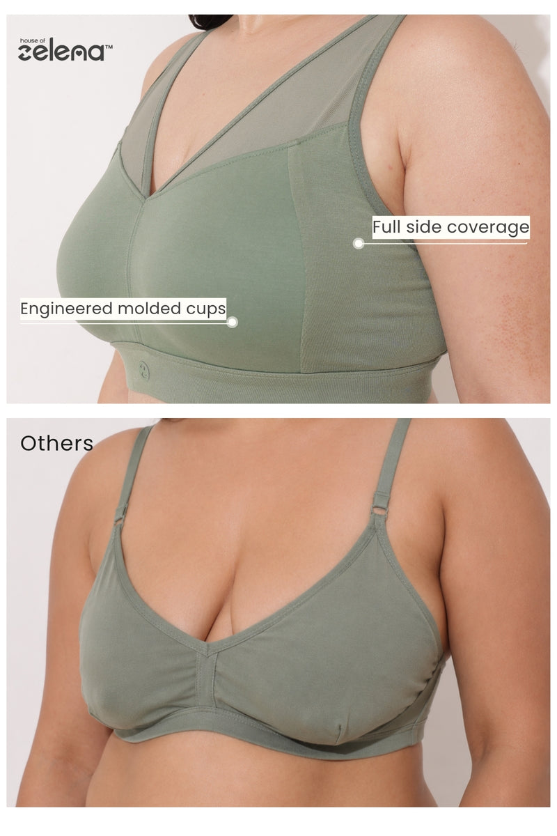Sculpt & Lift Powermesh Bra - Sage Green