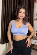 Fixed Padded Modal Maternity Bra with Support - M-Blue