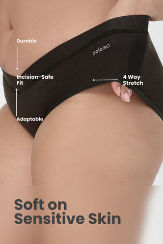 Modal C-Section Panties for Mothers - (Pack of 3) (Black, Army Green & Mauve)