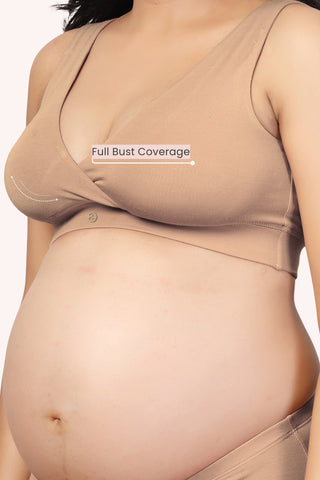 247 (Upgraded) Modal Pack of 3 Padded Maternity Feeding Bra (Navy, Dark Skin, Plumwine)