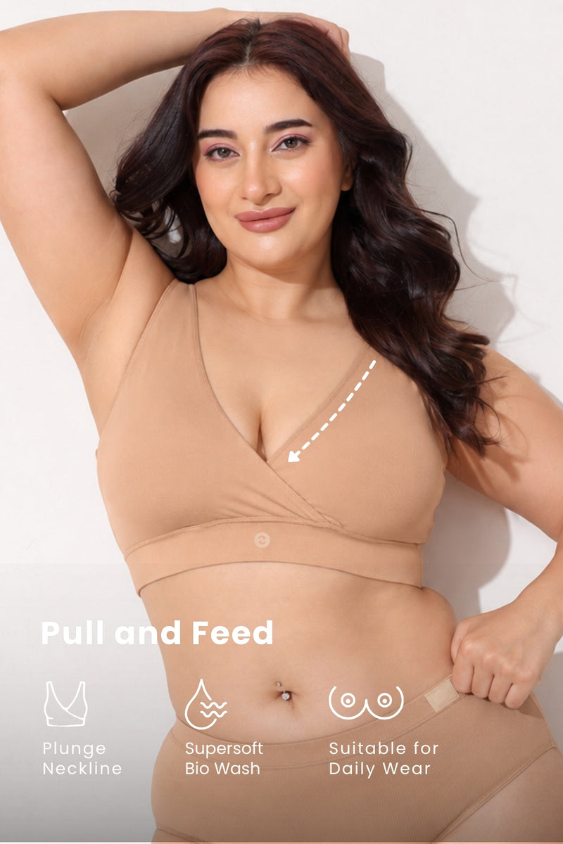 247 (Upgraded) Dark Skin Modal Padded Maternity Feeding Bra