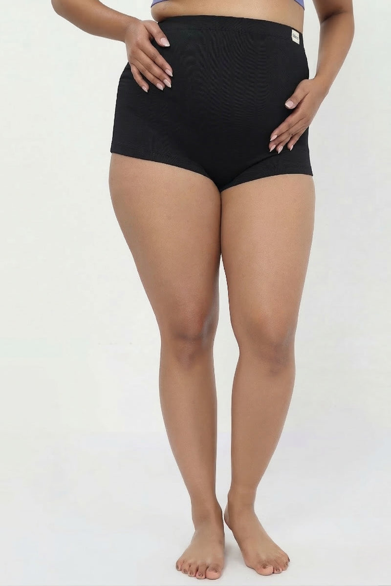 Pregnancy Panty – Over-the-Belly (Rib Textured) - Black