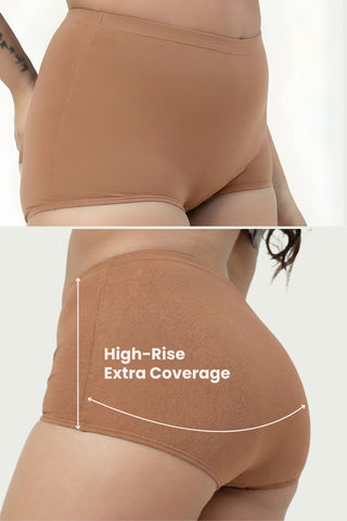 Sculpting Cotton High-Rise Boyshorts (Pack of 2) (Black & Dark Skin)