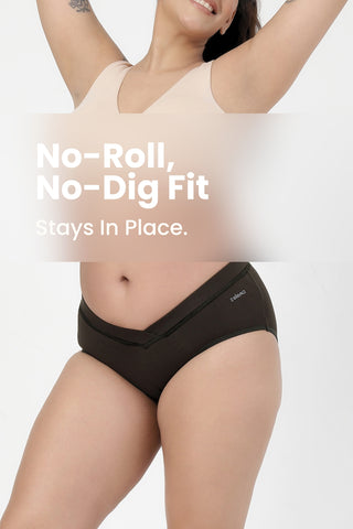 Modal C-Section Panties for Mothers - (Pack of 3) (Black, Army Green & Mauve)