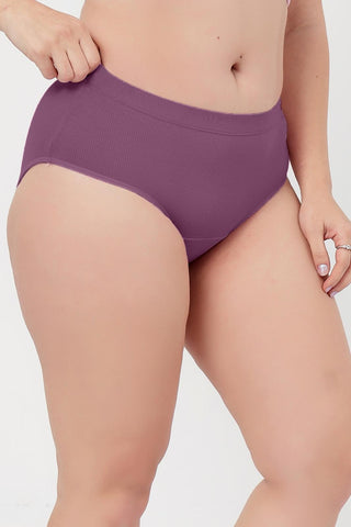 Sera Fine Rib Mid Rise Hipster Pack of 4 - (Blush, Pink, Purple, Black)