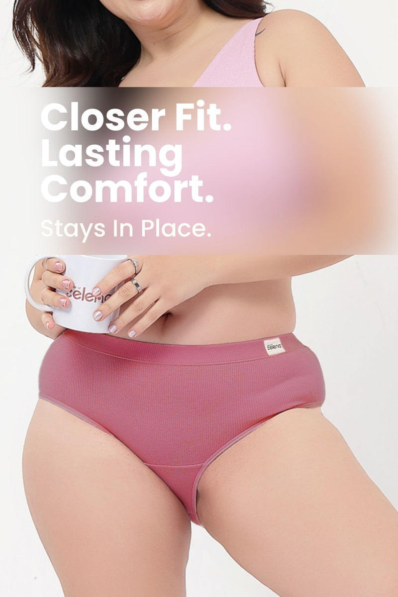 Sera Fine Rib Mid Rise Hipster - Blush