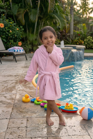 100% Soft Cotton Terry Bathrobe for Kids - Pink