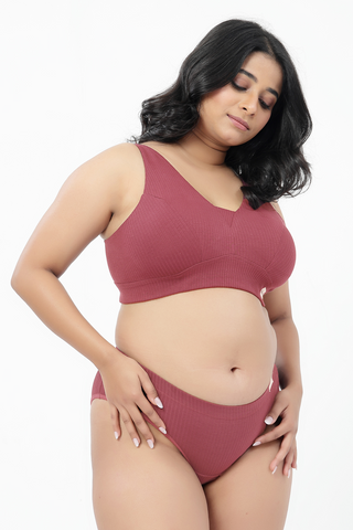 Sera Broad Rib Mid Rise Hipster - Blush