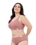 Riva Fine-Rib Cotton Feeding Bra - Rose Gold