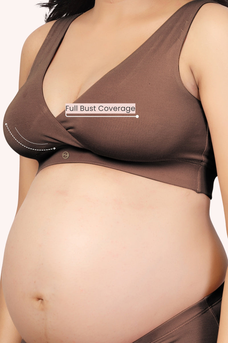 247 (Upgraded) Brown Modal Padded Maternity Feeding Bra