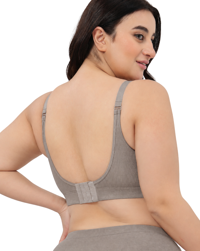 Riva Fine-Rib Cotton Feeding Bra - Dark Skin