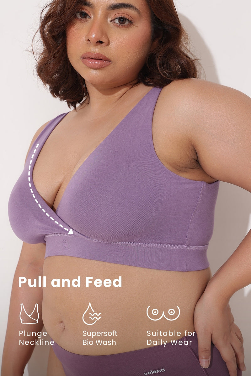 247 (Upgraded) Lavender Modal Padded Maternity Feeding Bra