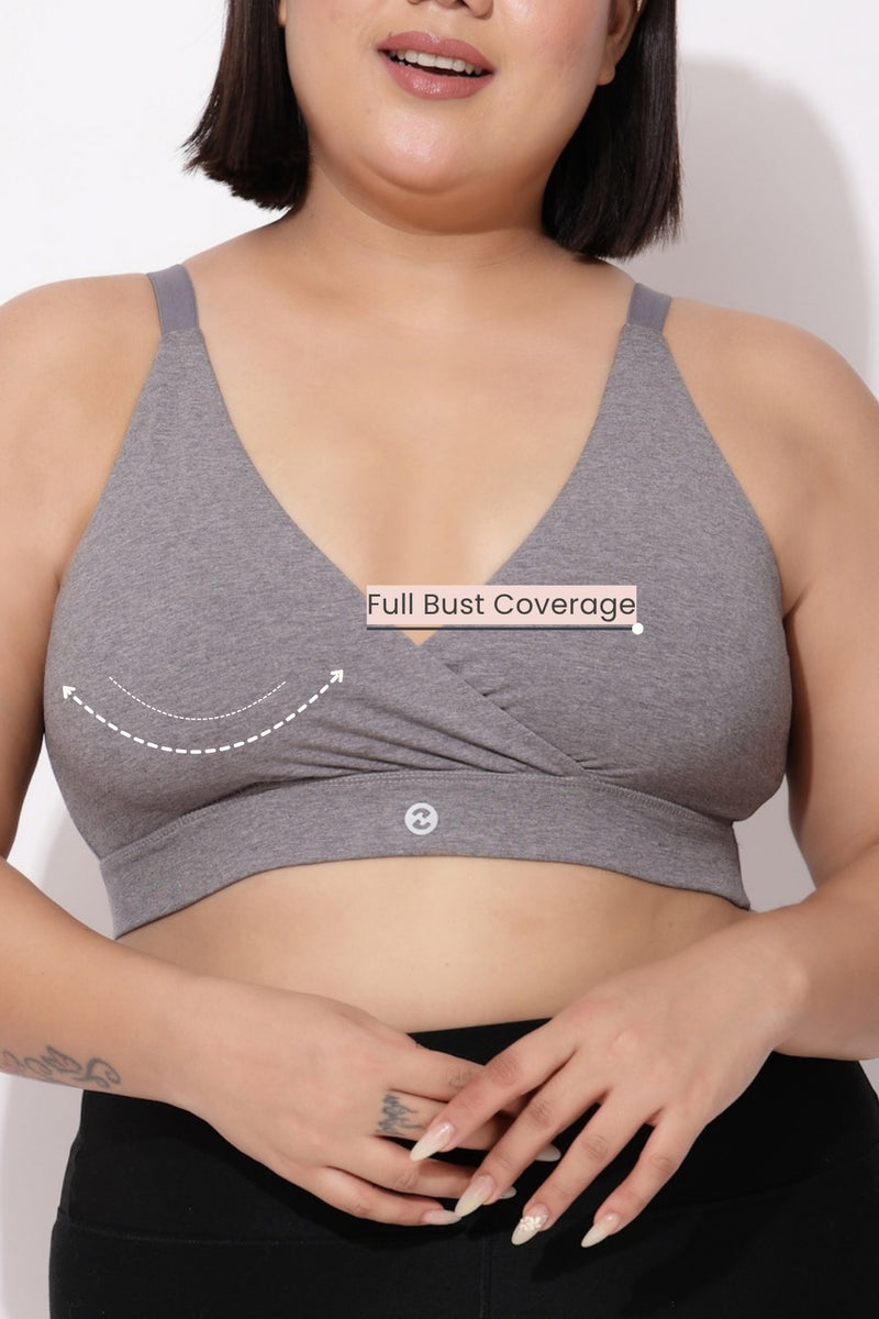 247 Extra Support Cotton Feeding Bra with Adjuster - Melange Anthrea