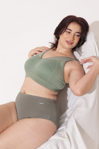Sculpt & Lift Powermesh Bra - Sage Green