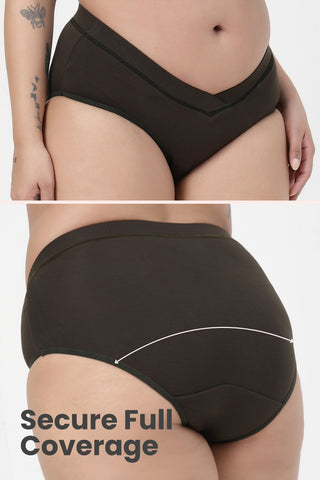 Modal C-Section Panties for Mothers - (Pack of 3) (Black, Army Green & Mauve)
