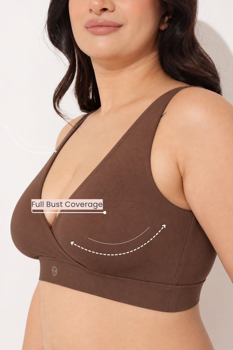 247 (Upgraded) Brown Modal Padded Maternity Feeding Bra
