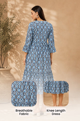 Blue Mosaic Maternity Dress