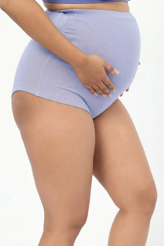 Pregnancy Panty – Over-the-Belly (Rib Textured) - M Blue