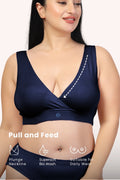 247 (Upgraded) Navy Blue Modal Padded Maternity Feeding Bra