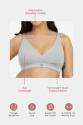 247 Extra Support Cotton Feeding Bra with Adjuster - Grey Melange