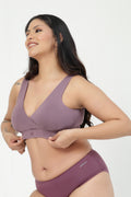 247 (Upgraded) Modal Padded Maternity Feeding Bra - Purple Grey