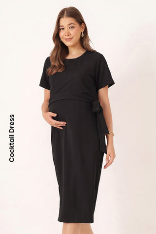 Signature Jacquard Rib Zipless Feeding Dress - Black