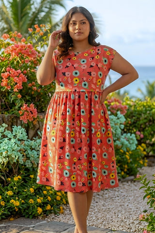 Red Floral Printed Maternity Zipless Feeding Dress