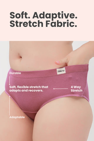 Sera Fine Rib Mid Rise Hipster Pack of 4 - (Blush, Pink, Purple, Black)