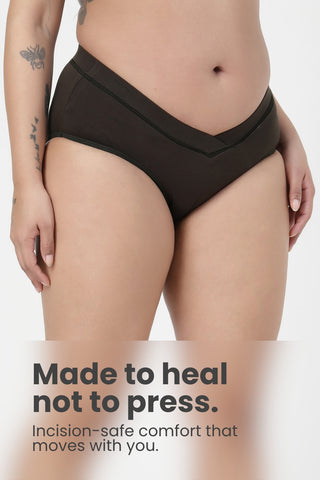 Modal C-Section Panties for Mothers - (Pack of 3) (Black, Army Green & Mauve)