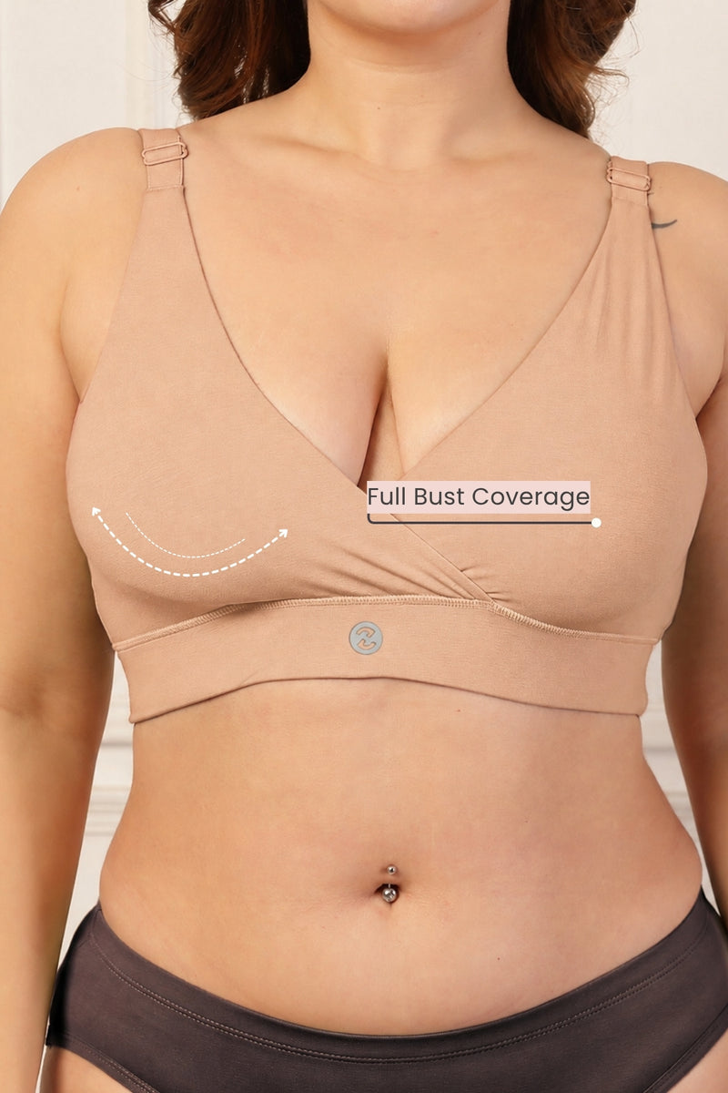 247 Extra Support Cotton Feeding Bra with Adjuster - Nude Almond