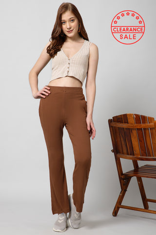 Caramel Ribbed Pregnancy & Maternity Lounge Pants with Pockets