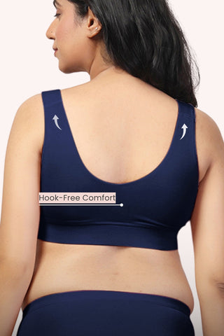 247 (Upgraded) Modal Pack of 3 Padded Maternity Feeding Bra (Navy, Dark Skin, Plumwine)
