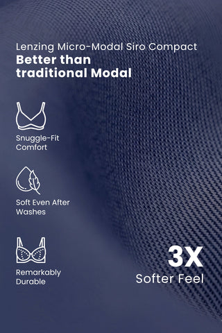 247 (Upgraded) Modal Pack of 3 Padded Maternity Feeding Bra (Navy, Dark Skin, Plumwine)