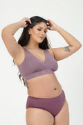 247 (Upgraded) Modal Padded Maternity Feeding Bra - Purple Grey