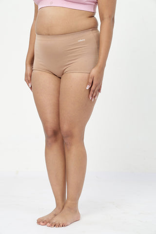 Securefit Cotton Non-Padded Feeding Bra & High Rise Boy Short - (Baby Pink & Dark Skin)