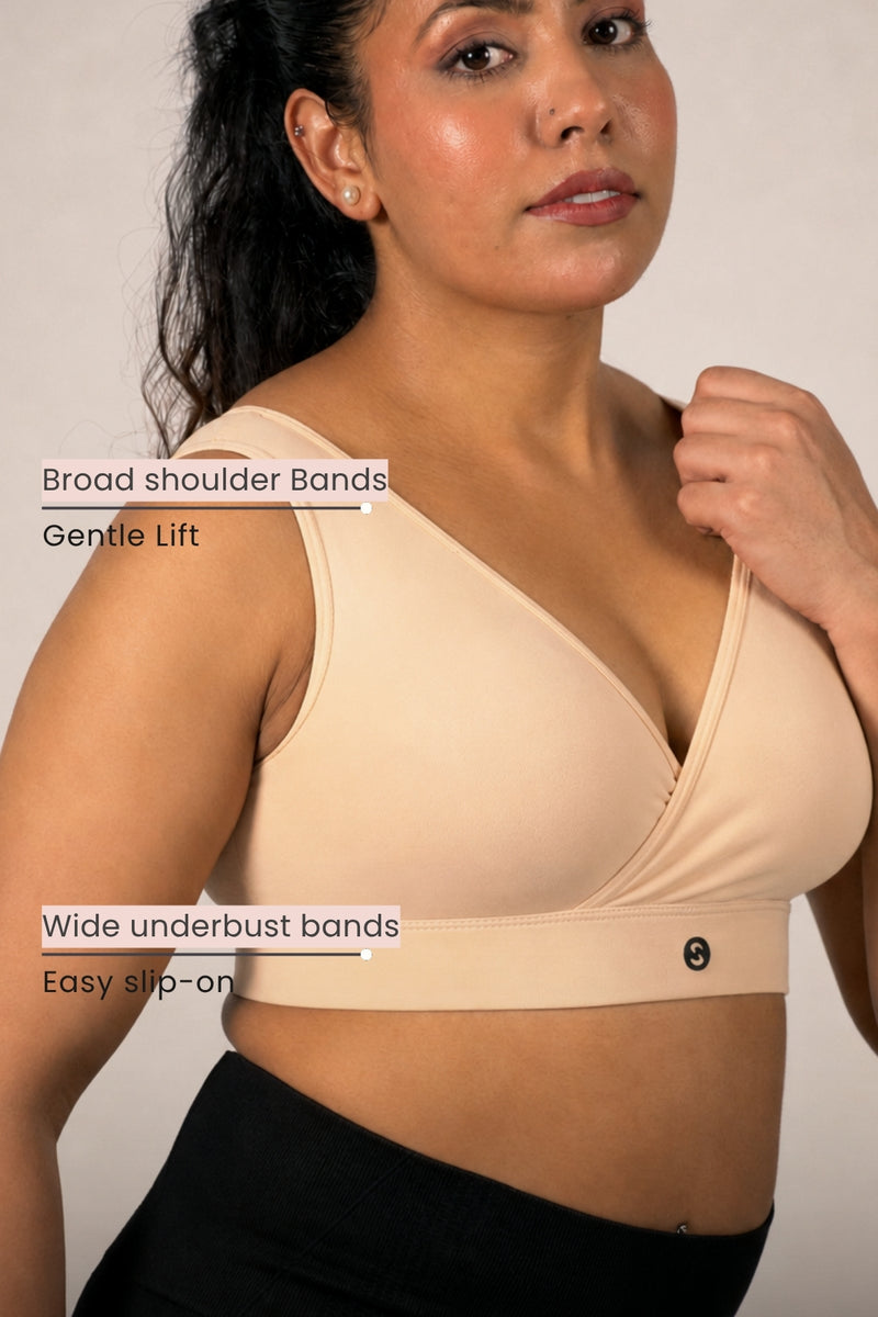 EasyMove non-padded Cotton Yoga Bra - Nude Almond
