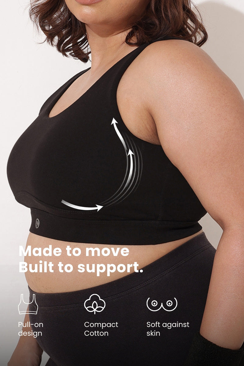 Sculpt & Lift Cotton Sports Bra - Black