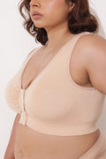 Ruched Modal Front-Open Bra with G-Hook - Nude Almond