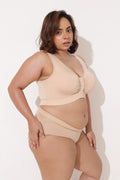 Ruched Modal Front-Open Bra with G-Hook - Nude Almond